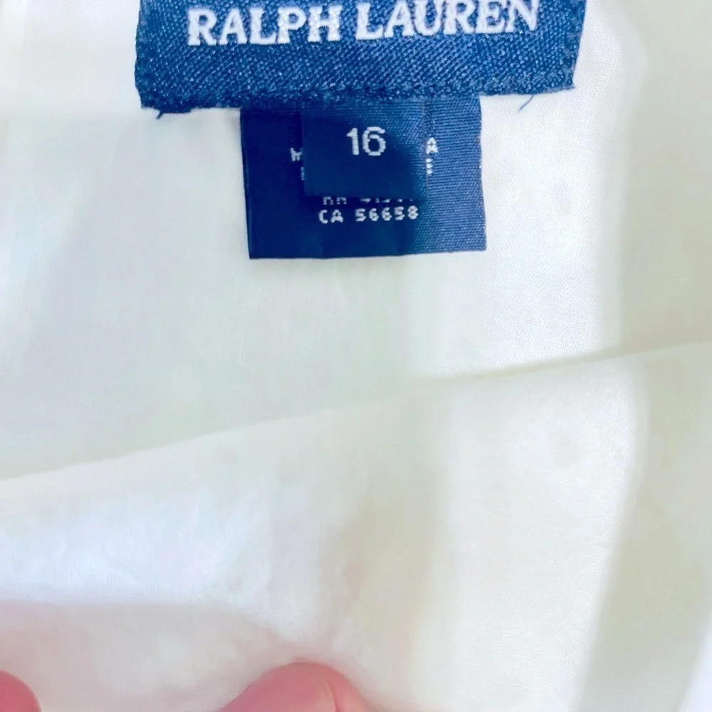 Ralph Lauren Girls 16 Shirt Top Eyelet Lace White Sleeveless Tank Top